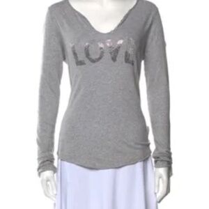 ZADIG & VOLTAIRE Tunisien Love Studded Tee Grey